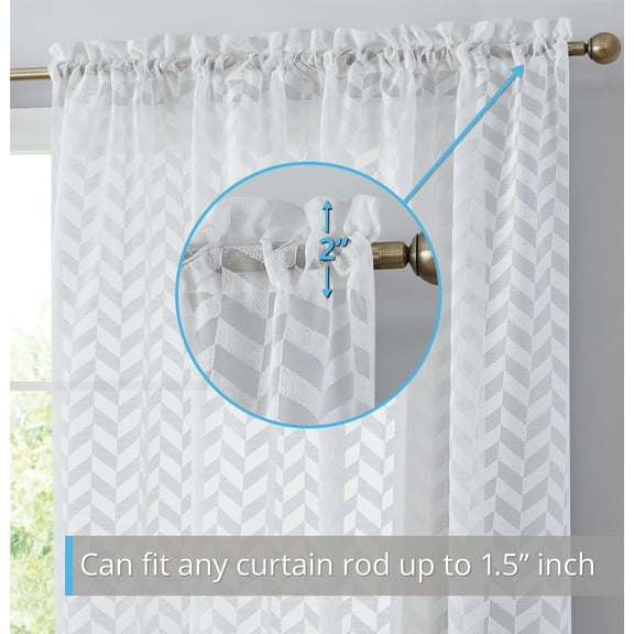 THD Herringbone Lace Thick Semi Sheer Premium Grommet Top Window Curtain Panels  - Pair