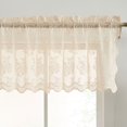 thumbnail image 1 of THD Joelle Floral Rod Pocket Lace Semi Sheer Voile Short Valance for Small Windows, Kitchen & Bathroom - 54 x 18 Inch Length (Taupe Valance), 1 of 6