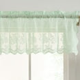 thumbnail image 1 of THD Joelle Floral Rod Pocket Lace Semi Sheer Voile Short Valance for Small Windows, Kitchen & Bathroom - 54 x 18 Inch Long (Seafoam Green Valance), 1 of 6