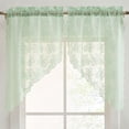 thumbnail image 1 of THD Joelle Floral Rod Pocket Lace Short Cafe Swags for Small Windows - 28 x 36 Inch Length (Seafoam Green Swags, Set of 2), 1 of 6