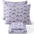 thumbnail image 1 of THD Purple Rainbow Printed Kids Bed Sheets - 4 Piece - Patterned Girls Bed Sheet Set - Wrinkle Resistant & Ultra Soft - Fits Mattresses up to 15 Inches Deep - Full, 1 of 6