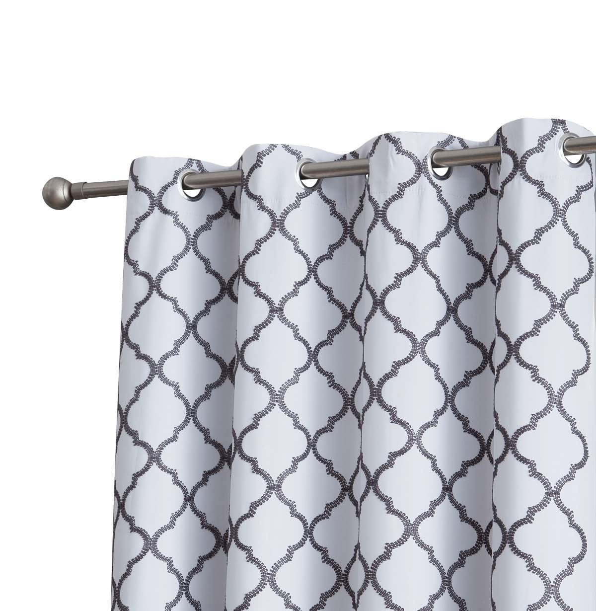 THD Lattice Embroidered Thermal Room Darkening Blackout Window Curtain
