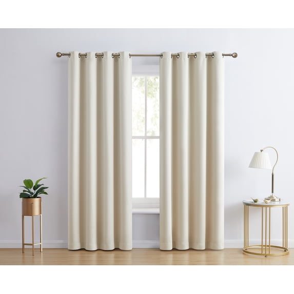 THD Lawrence 100% Blackout Thermal Grommet Window Curtain Panels for Bedroom and Living Room - Total Privacy and Energy Efficiency - Set of 2