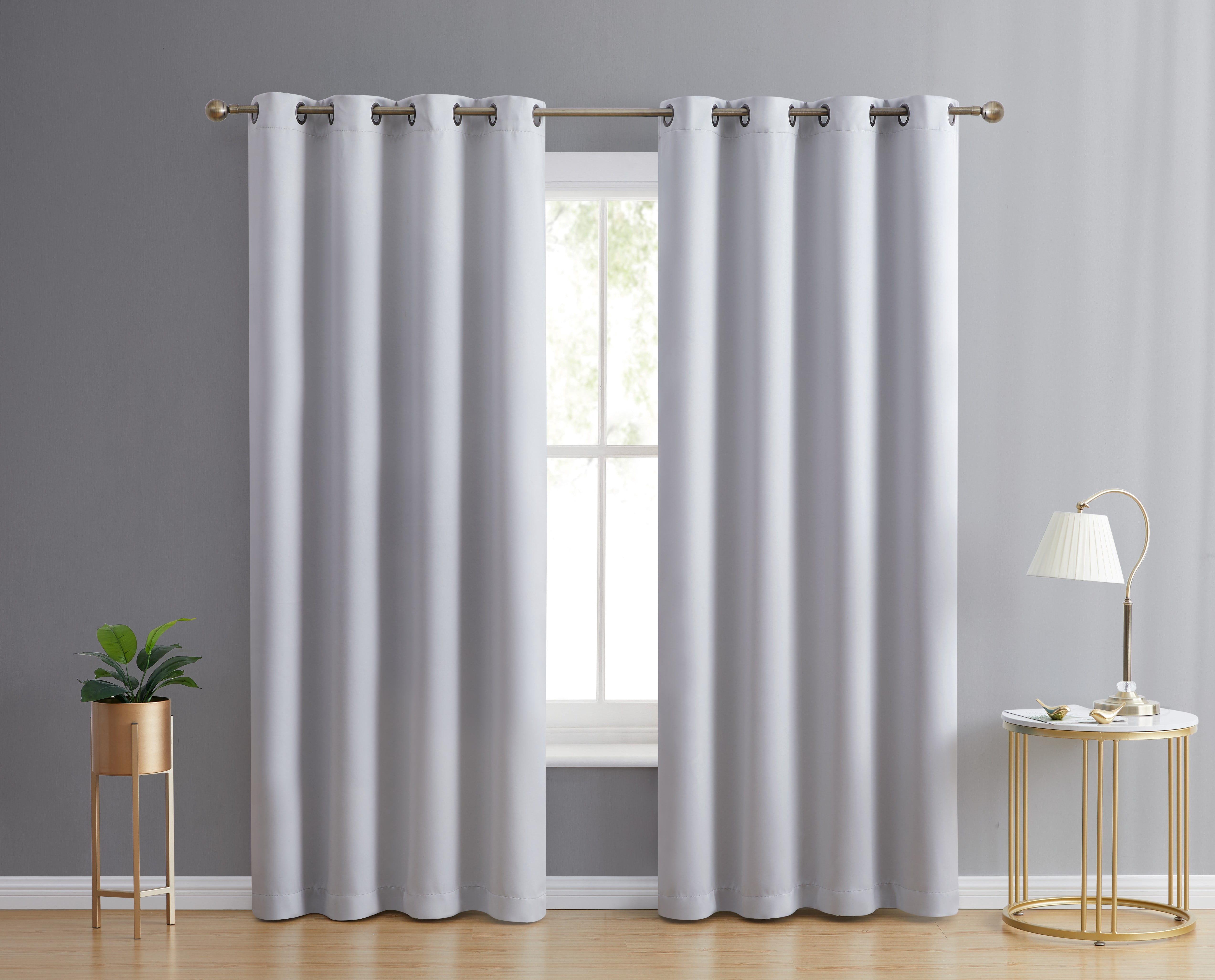 THD Lawrence 100% Blackout Thermal Grommet Window Curtain Panels for Bedroom and Living Room - Total Privacy and Energy Efficiency - Set of 2