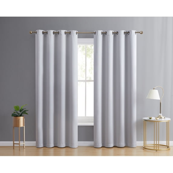 THD Lawrence 100% Blackout Thermal Grommet Window Curtain Panels for Bedroom and Living Room - Total Privacy and Energy Efficiency - Set of 2