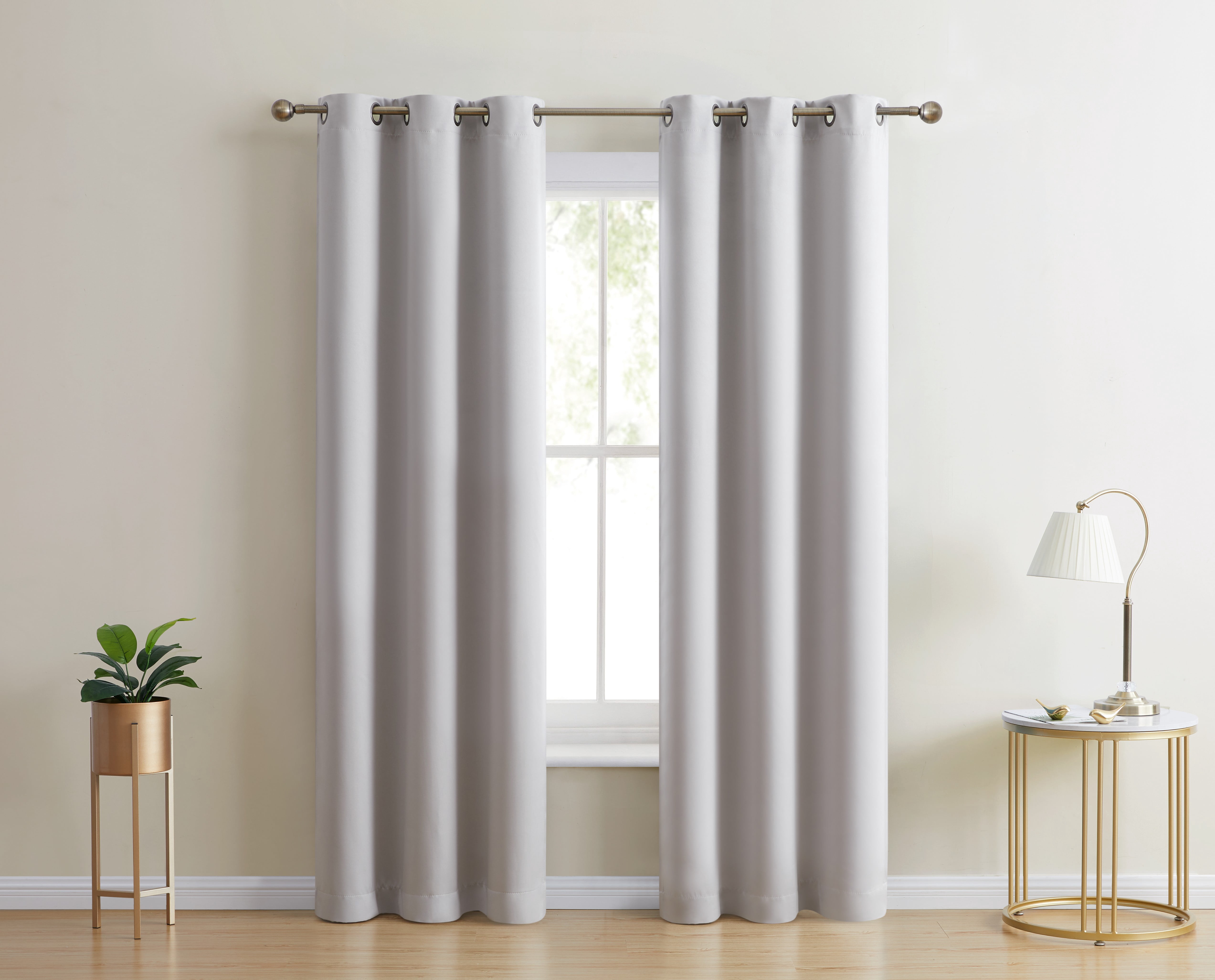 THD Lawrence 100% Blackout Thermal Grommet Window Curtain Panels for Bedroom and Living Room - Total Privacy and Energy Efficiency - Set of 2