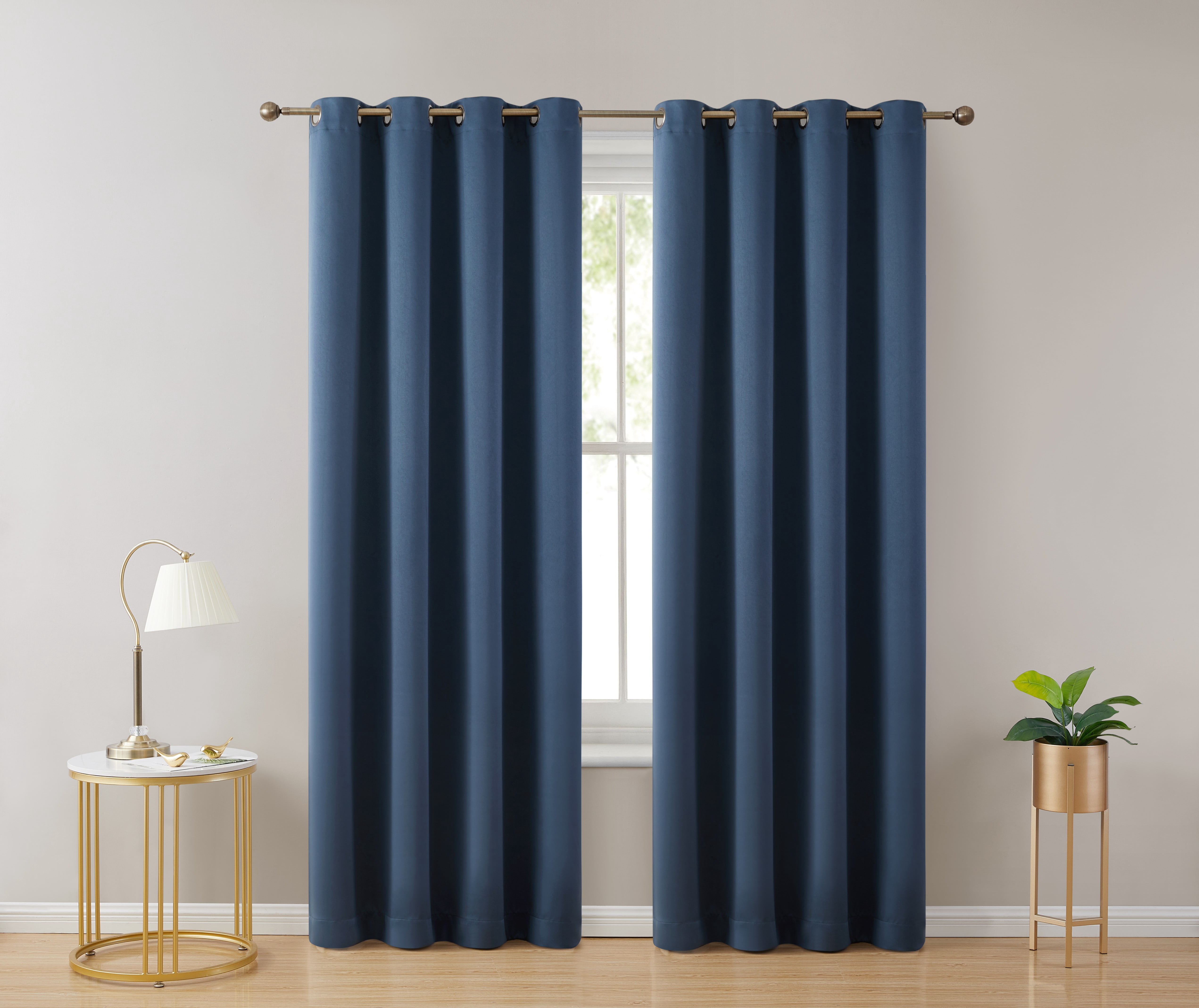 THD Lawrence 100% Blackout Thermal Grommet Window Curtain Panels for Bedroom and Living Room - Total Privacy and Energy Efficiency - Set of 2