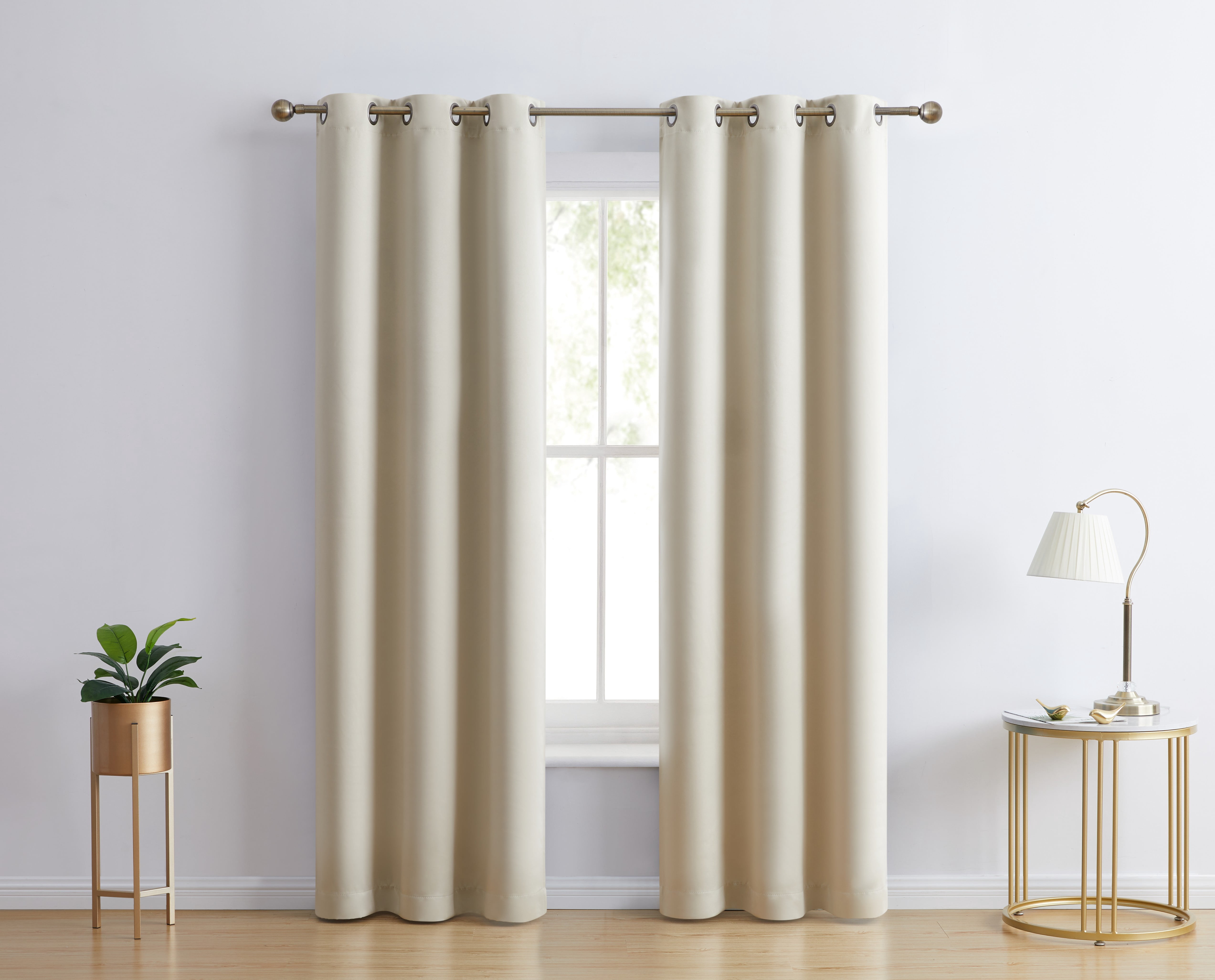 THD Lawrence 100% Blackout Thermal Grommet Window Curtain Panels for Bedroom and Living Room - Total Privacy and Energy Efficiency - Set of 2