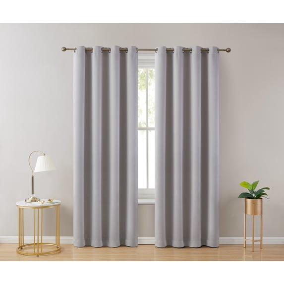 THD Lawrence 100% Blackout Thermal Grommet Window Curtain Panels for Bedroom and Living Room - Total Privacy and Energy Efficiency - Set of 2
