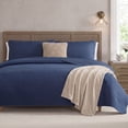 thumbnail image 1 of THD Loren - 3 Piece Full Queen Size Quilt Set, Lightweight Queen Bedspread Coverlet Set (Full/Queen, Navy Blue), 1 of 7
