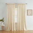 thumbnail image 1 of THD Lynda Faux Linen Textured Semi Sheer Light Filtering Window Rod Pocket Thick Drapery Panels Curtains for Bedroom & Living Room, Pair, 1 of 6
