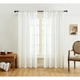thumbnail image 1 of THD Lynda Faux Linen Textured Semi Sheer Light Filtering Window Rod Pocket Thick Drapery Panels Curtains for Bedroom & Living Room, Pair, 1 of 5