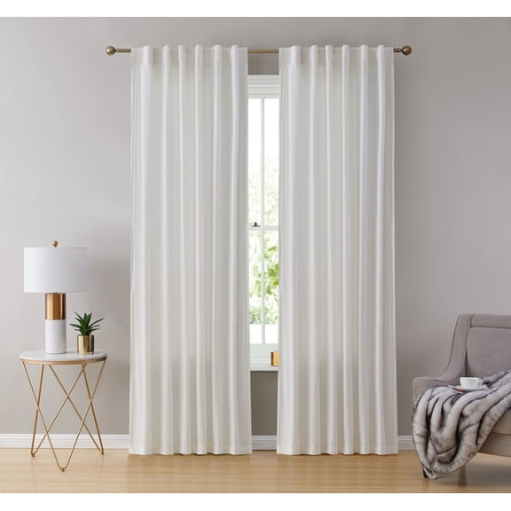 THD Maria Premium Soft Velvet Back Tab Rod Pocket Window Treatment Curtains for Bedroom & Living Room - Set of 2
