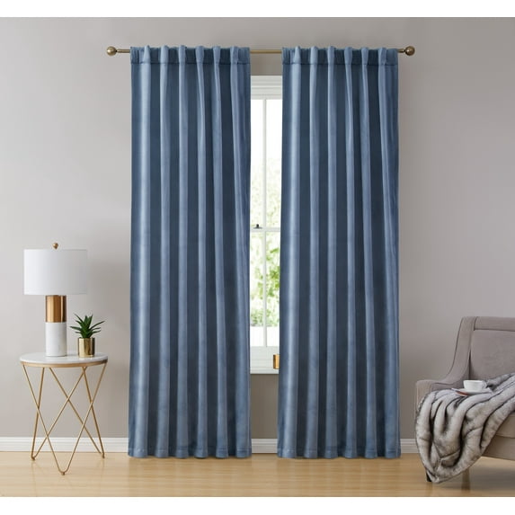 THD Maria Velvet Back Tab Rod Pocket Window Treatment Curtain Panels - Set of 2