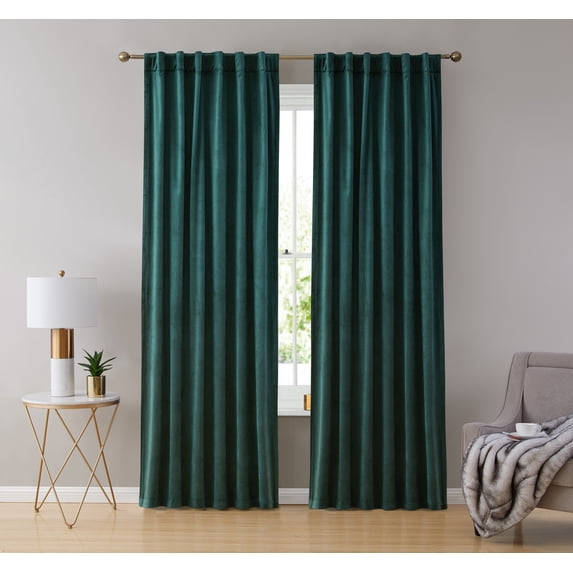 THD Maria Premium Soft Velvet Back Tab Rod Pocket Window Treatment Curtains for Bedroom & Living Room - Set of 2
