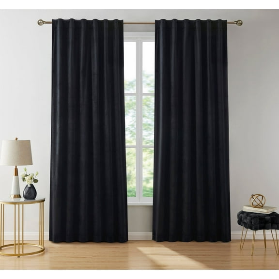 THD Maria Velvet Back Tab Rod Pocket Window Treatment Curtain Panels - Set of 2