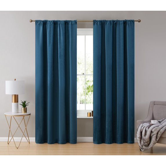 THD Maria Velvet Back Tab Rod Pocket Window Treatment Curtain Panels - Set of 2