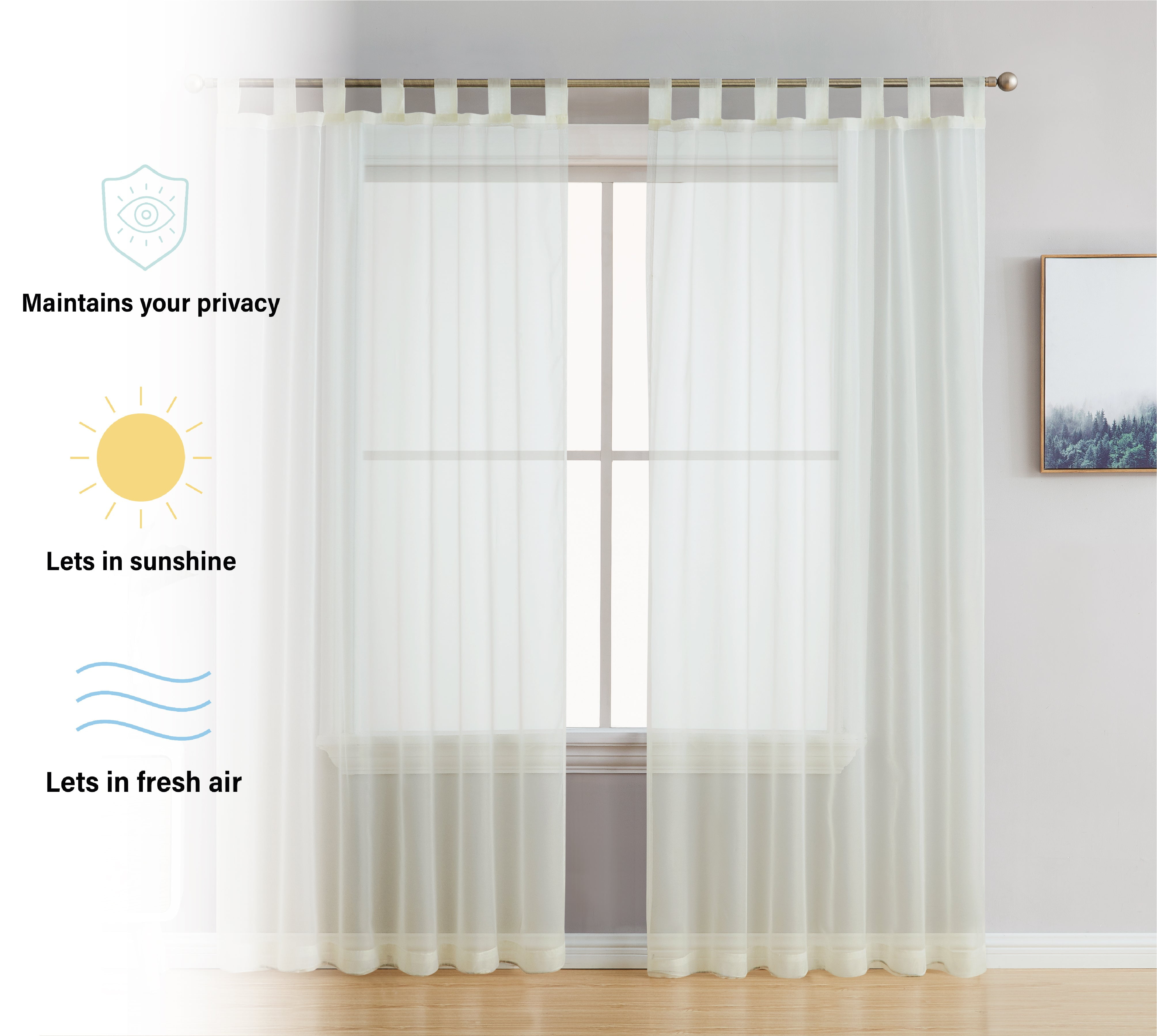 THD Marni Sheer Voile Tab Top Window Curtain Panels for Living room ...