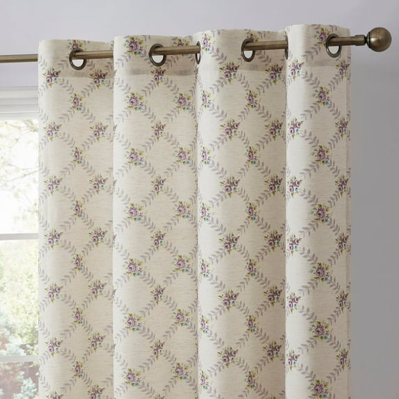 THD Miranda Floral Decorative Grommet Window Treatment Curtain Drapery Panels - Pair