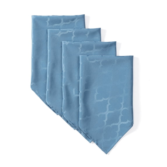 THD Monie Blue Square Napkins, Elegant Jacquard Fabric Dining Napkins, Advanced Water Resistance, Geometric Lattice Pattern - Blue (Set of 4, 20 x 20 inch)