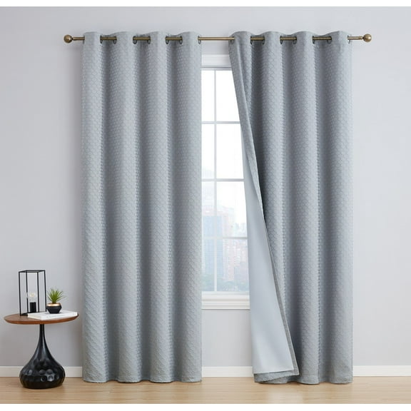 THD Passaic Geometric 100% Blackout Total Privacy Energy Efficiency Window Grommet Curtains - Pair