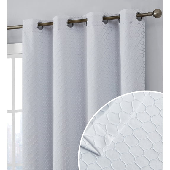 THD Passaic Geometric 100% Blackout Total Privacy Energy Efficiency Window Treatement Grommet Curtains - Set of 2 Panels
