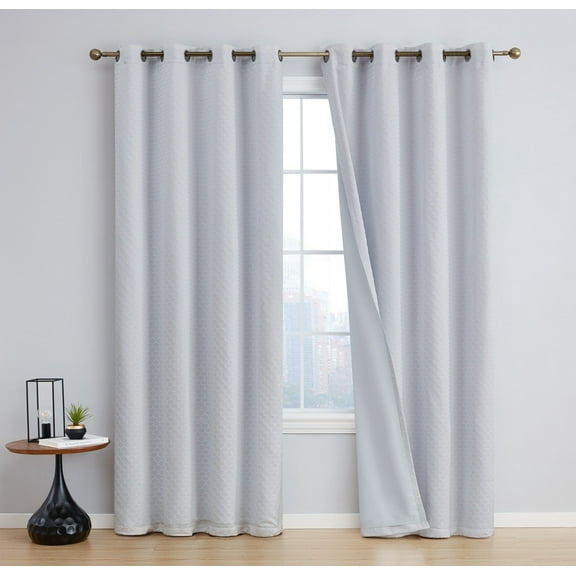 THD Passaic Geometric 100% Blackout Total Privacy Energy Efficiency Window Grommet Curtains - Pair