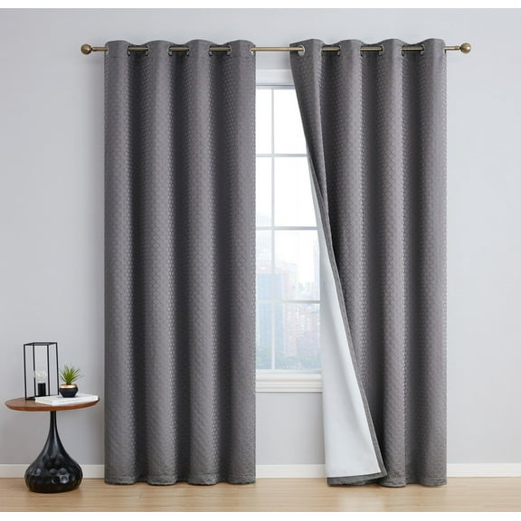 THD Passaic Geometric 100% Blackout Total Privacy Energy Efficiency Window Grommet Curtains - Pair