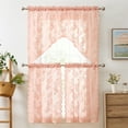 thumbnail image 1 of THD Pixie Floral Lace - Sheer 3 Piece Kitchen Curtains Set, Window Swag Valance + 36 inch Tiers Set (Blush Pink), 1 of 4
