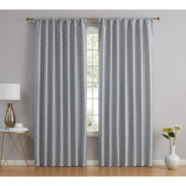 THD Riley Moroccan 100% Complete Blackout Thermal Insulated Back Tab Rod Pocket Curtain Panels, Pair