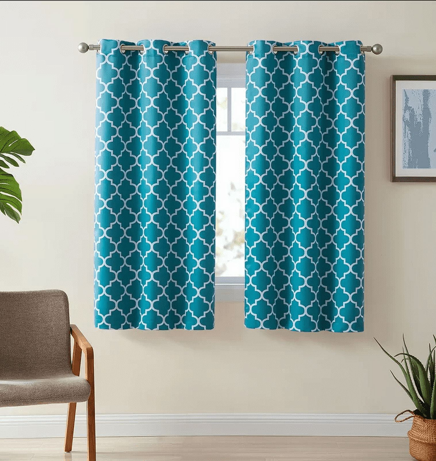THD Royal Lattice Decorative Blackout Thermal Privacy Room Darkening Grommet Window Drapes