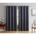 thumbnail image 1 of THD Moroccan Trellis Lattice Decorative Blackout Thermal Privacy Room Darkening Grommet Window Drapes Curtain Panels for Bedroom - Set of 2 (Black, 37 W x 84 L), 1 of 7