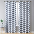 thumbnail image 1 of THD Moroccan Trellis Lattice Decorative Printed Pattern Blackout Thermal Privacy Room Darkening Grommet Window Drapes Curtain Panels for Bedroom - Set of 2 (Platinum White Navy Blue, 52 W x 96 L), 1 of 6