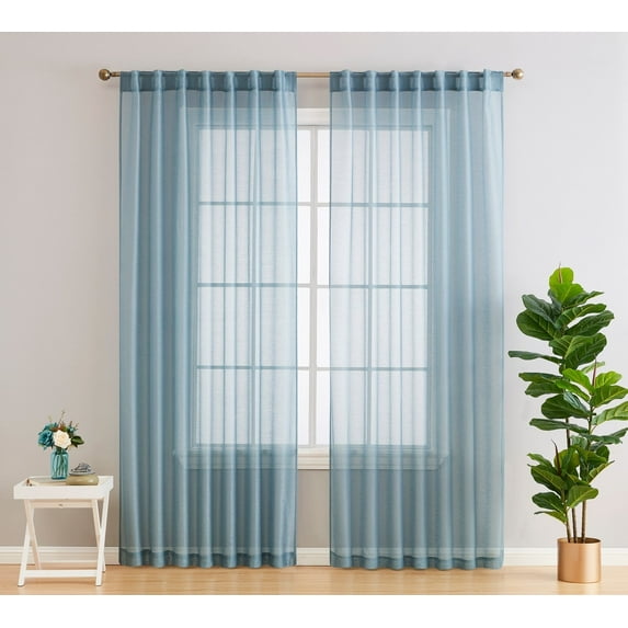 THD Scarlett Semi Sheer Pocket Top & Back Tab Lightweight Window Curtains Drapery Panels, 2 Panels