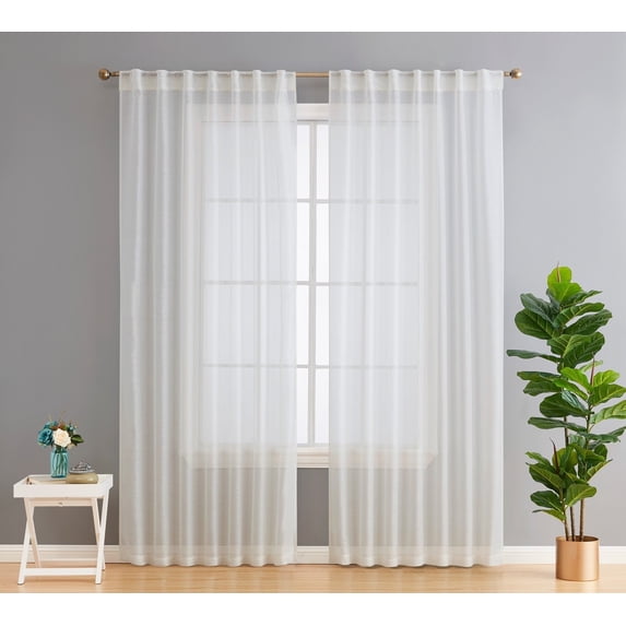 THD Scarlett Semi Sheer Pocket Top & Back Tab Lightweight Window Curtains Drapery Panels, 2 Panels