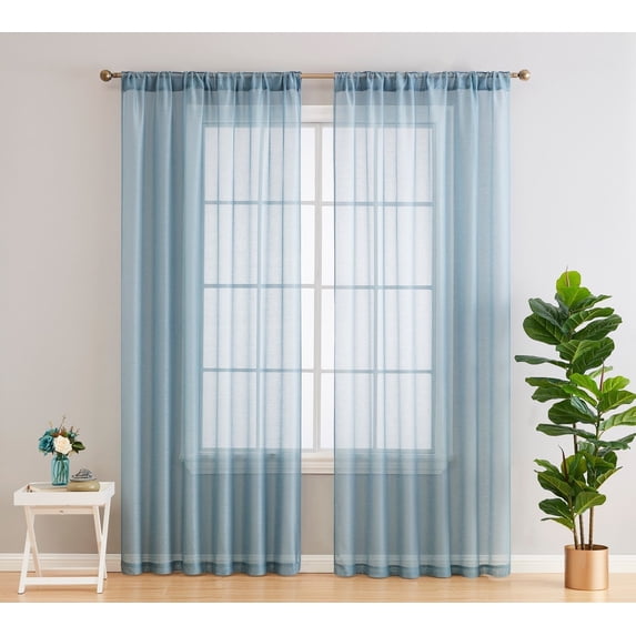 THD Scarlett Semi Sheer Pocket Top & Back Tab Lightweight Window Curtains Drapery Panels, 2 Panels