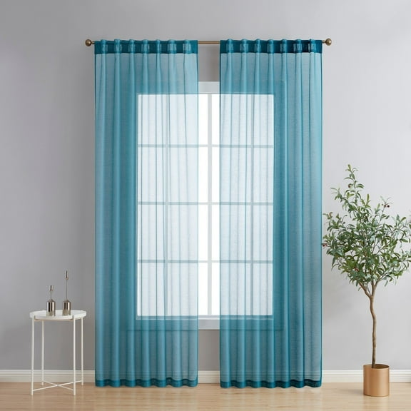 THD Scarlett Semi Sheer Pocket Top & Back Tab Lightweight Window Curtains Drapery Panels, 2 Panels
