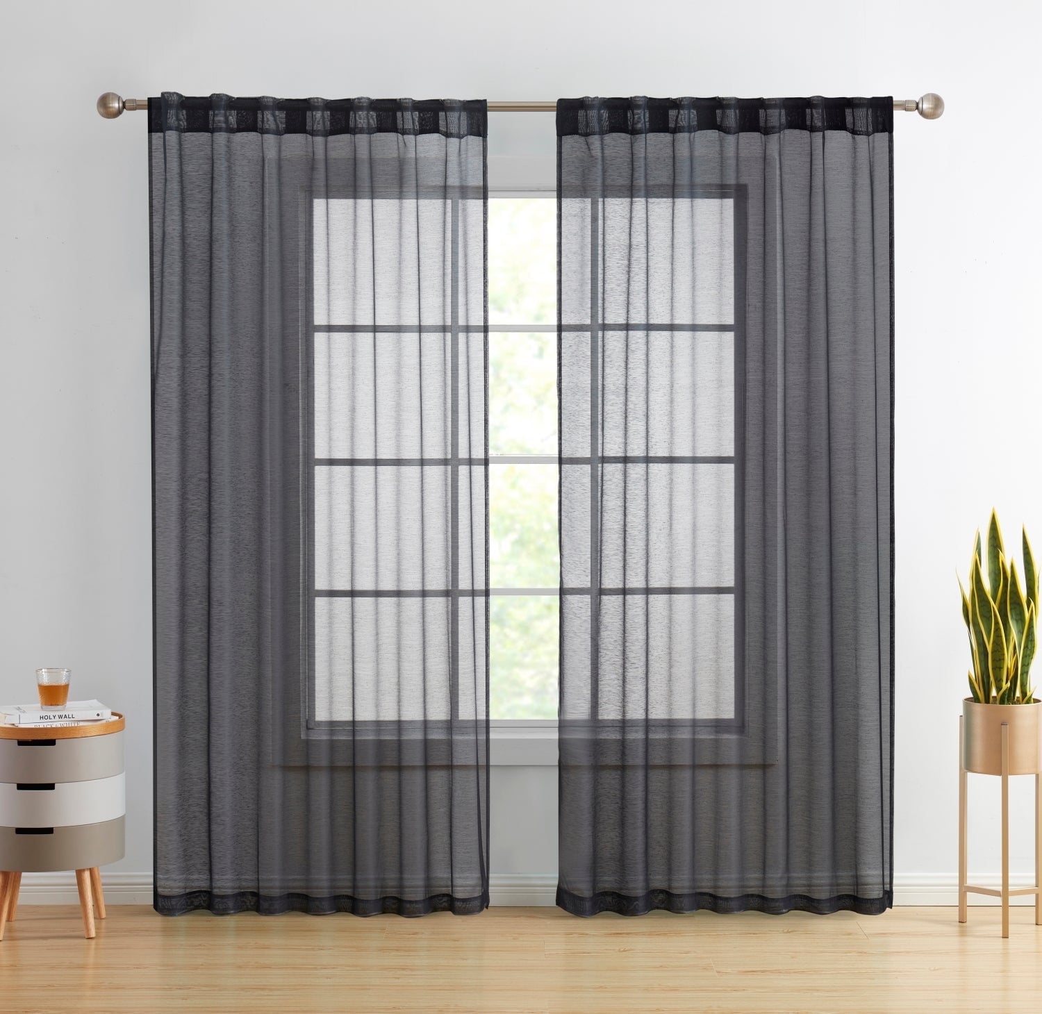 THD Scarlett Semi Sheer Pocket Top & Back Tab Lightweight Window Curtains Drapery Panels, 2 Panels