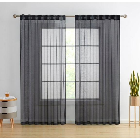 THD Scarlett Semi Sheer Pocket Top & Back Tab Lightweight Window Curtains Drapery Panels, 2 Panels