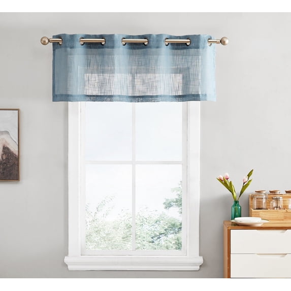 THD Serena Faux Linen Textured Semi-Sheer Grommet Window Valance Topper for Kitchen & Basement Windows- 54 W x 18 L