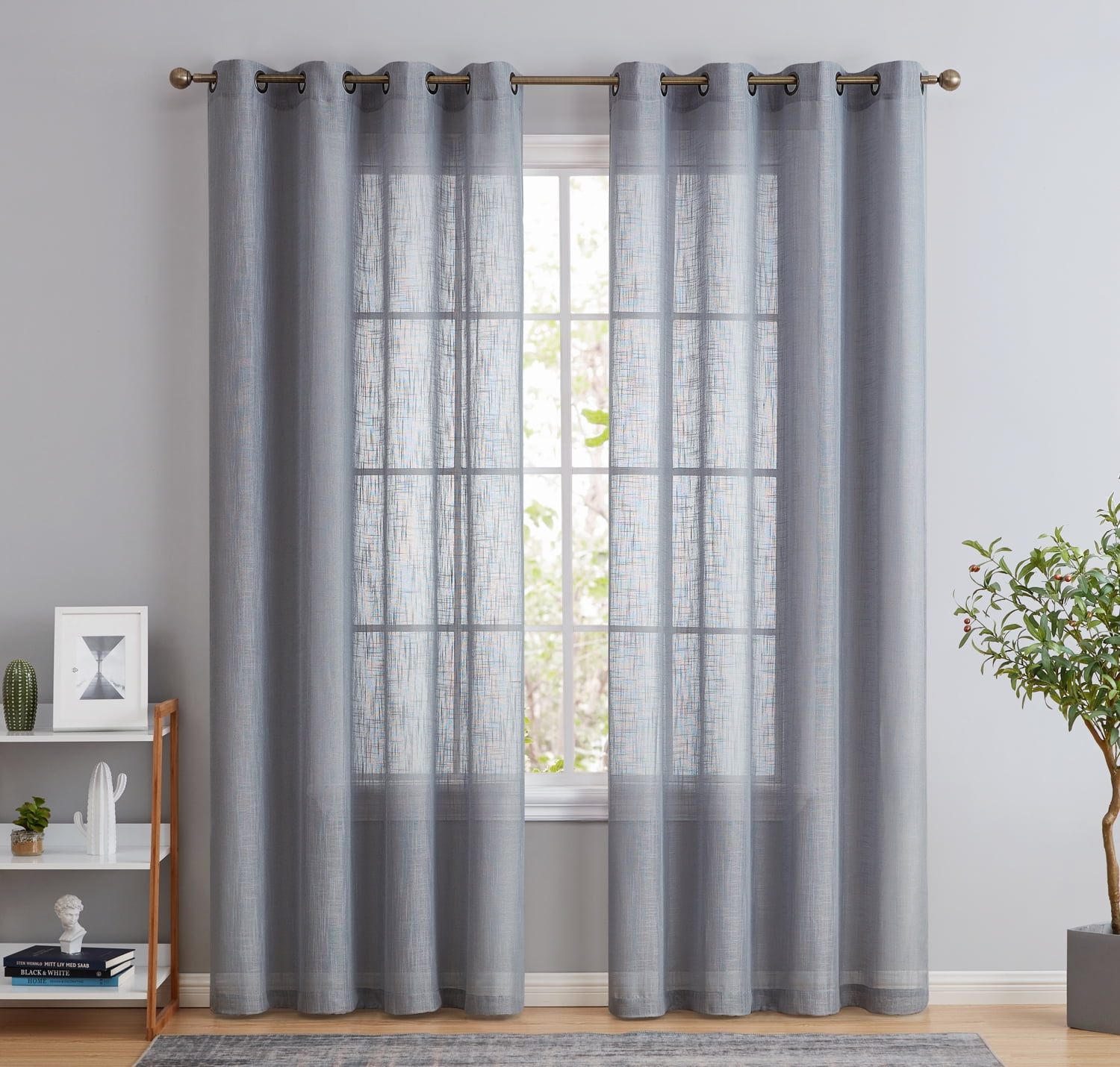 THD Serena Faux Linen Textured Semi Sheer Privacy Light Filtering