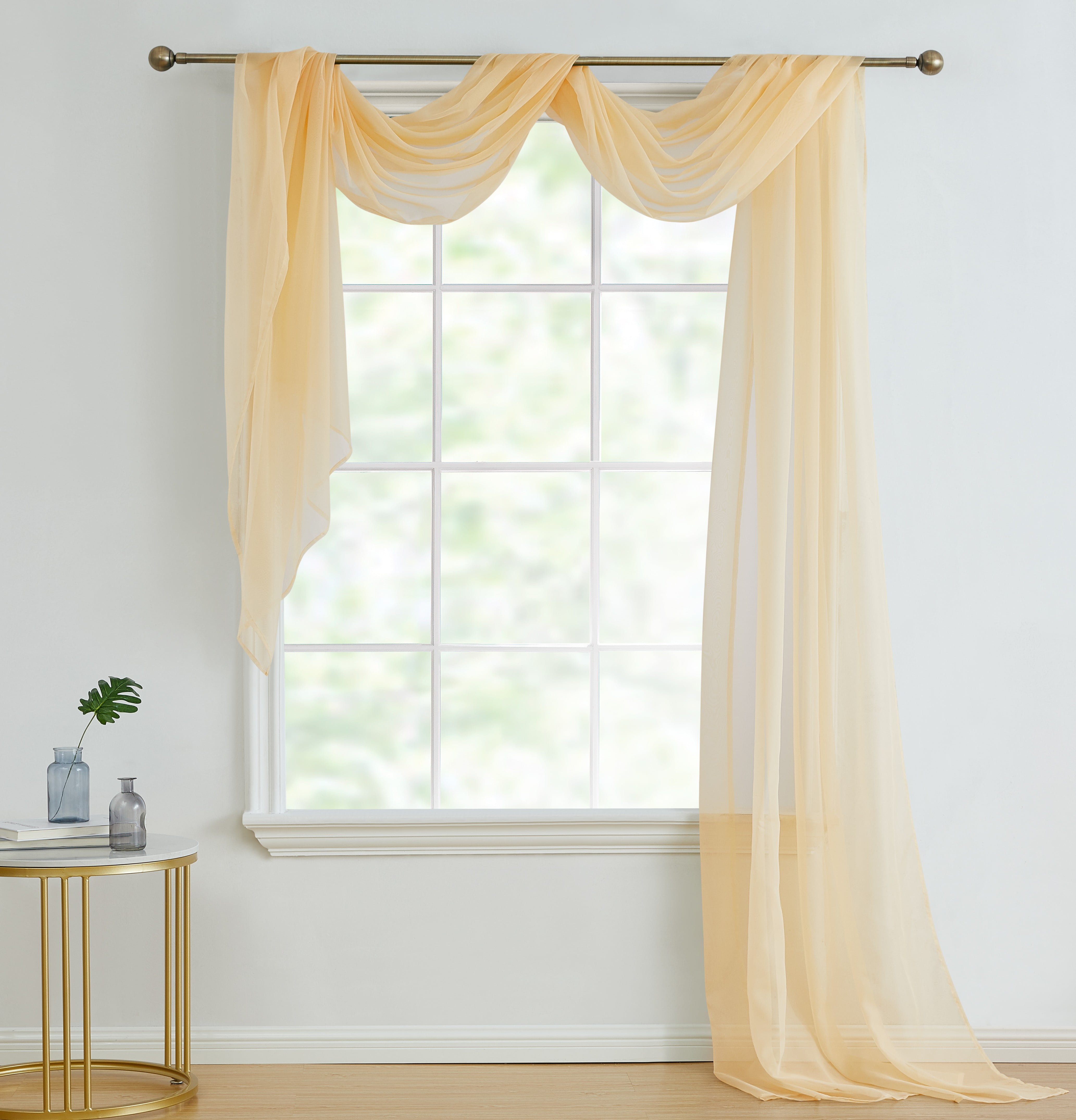 THD Sheer Voile Window Curtain Scarf Valance Fully Stitched