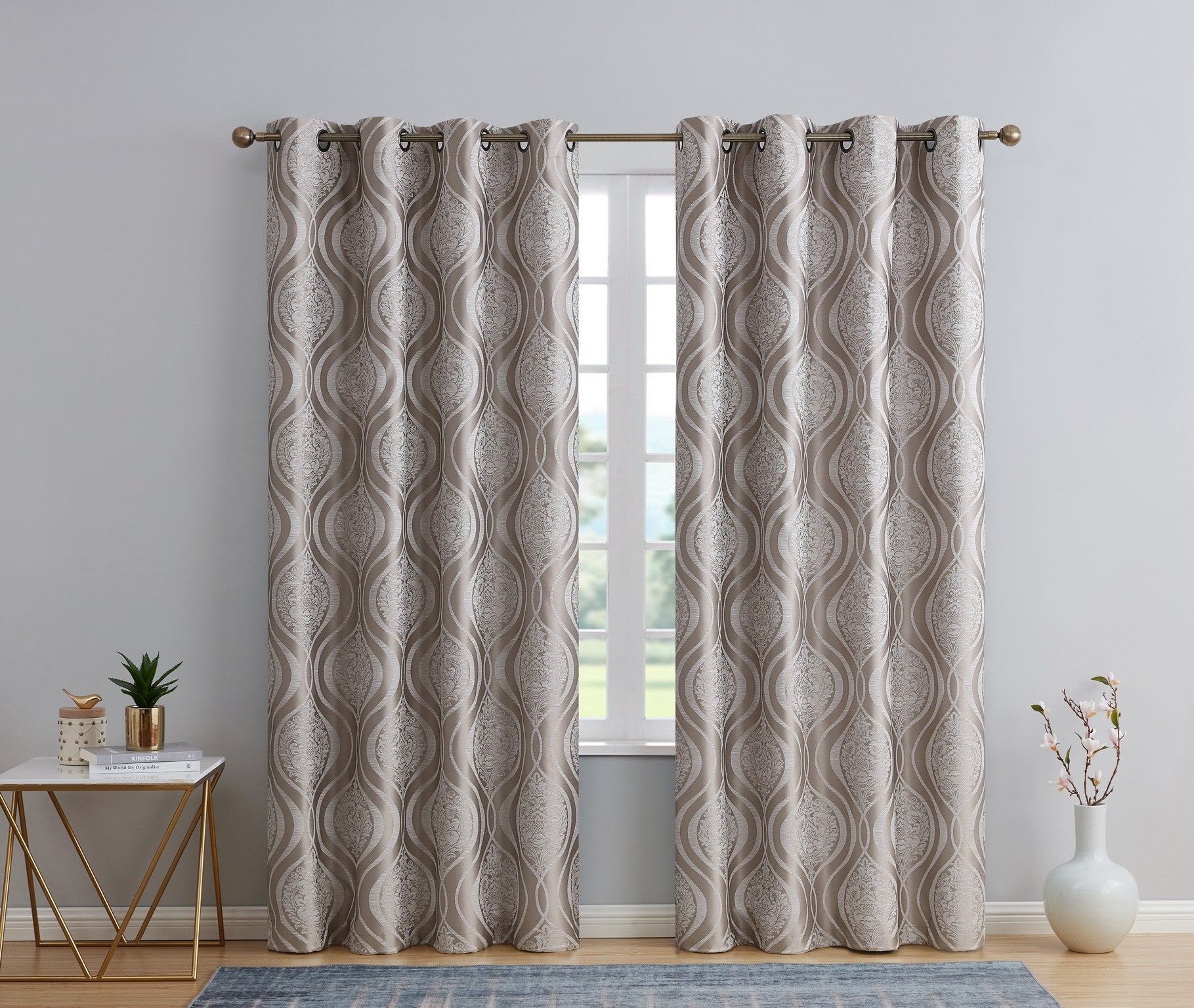 Taupe Polyester Blackout Grommet Window Panels for Kids, 52 W x 84 L