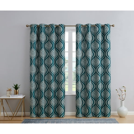 THD Sophia 100% Complete Blackout Privacy Energy Efficient Grommet Window Treatment Curtains - Pair