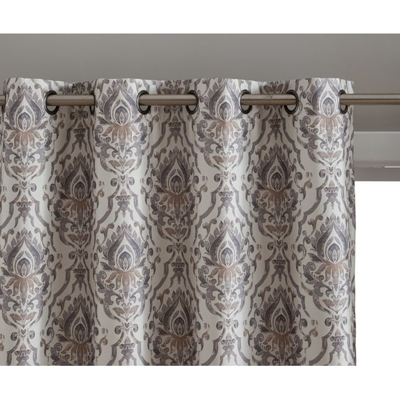 THD Verona Damask 100% Room Darkening Thermal Insulated Curtain Grommet Panels - (Neutral, 100 W x 95 L)