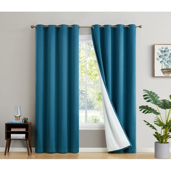 THD Virginia 100% Blackout Grommet Total Privacy Curtain Panels - Set of 2
