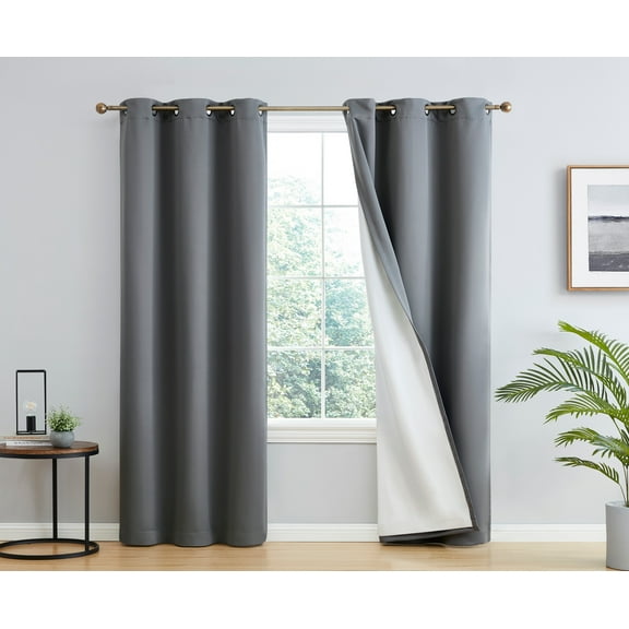 THD Virginia 100% Blackout Grommet Total Privacy Curtain Panels - Set of 2