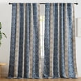 thumbnail image 1 of THD Willy Boho Damask Striped Patterned Window Back Tab Rod Pocket Curtains Bedroom - Light Blocking Darkening Window Panels, Set of 2, 1 of 8