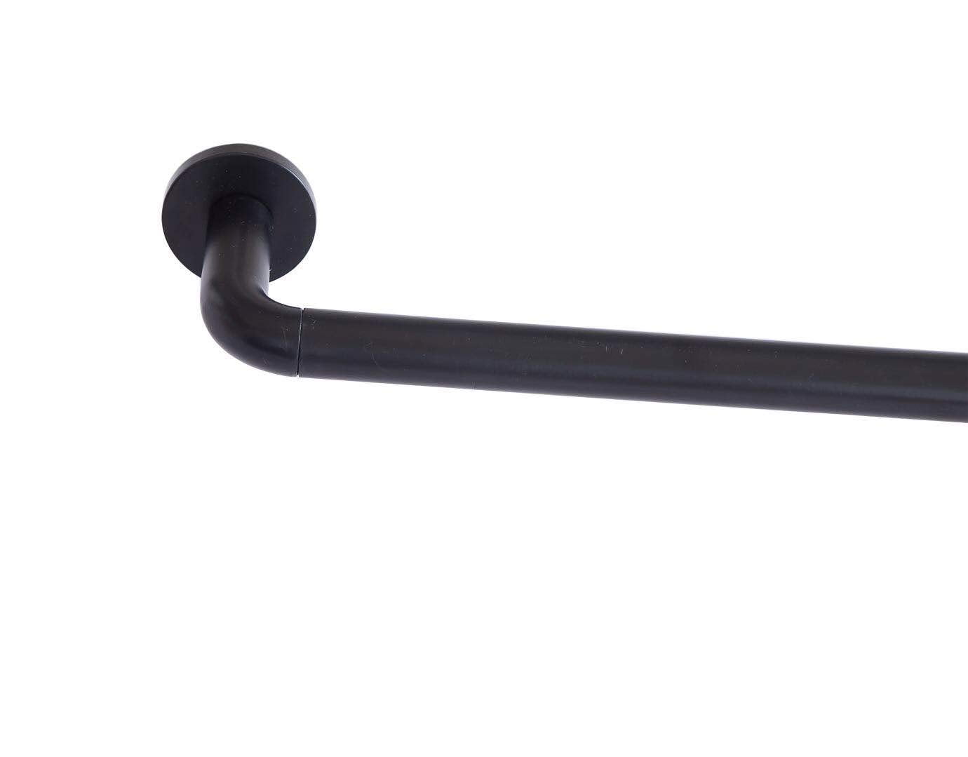 THD Wrap Around Room Darkening Grommet Curtain Rod & Bracket Set - Adjustable Telescoping Curtain Rod - Sturdy Rustproof Pipe 1" Diameter for Heavier Blackout Drapes - 48" to 86" Inch - Matte Black