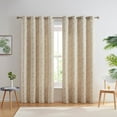 thumbnail image 1 of THD Zoe Burlap Flax Linen Floral Jacquard Window Grommet Long Thick Curtains Drapery Panels, Pair, 1 of 30